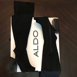 Aldo black suede knee high boots